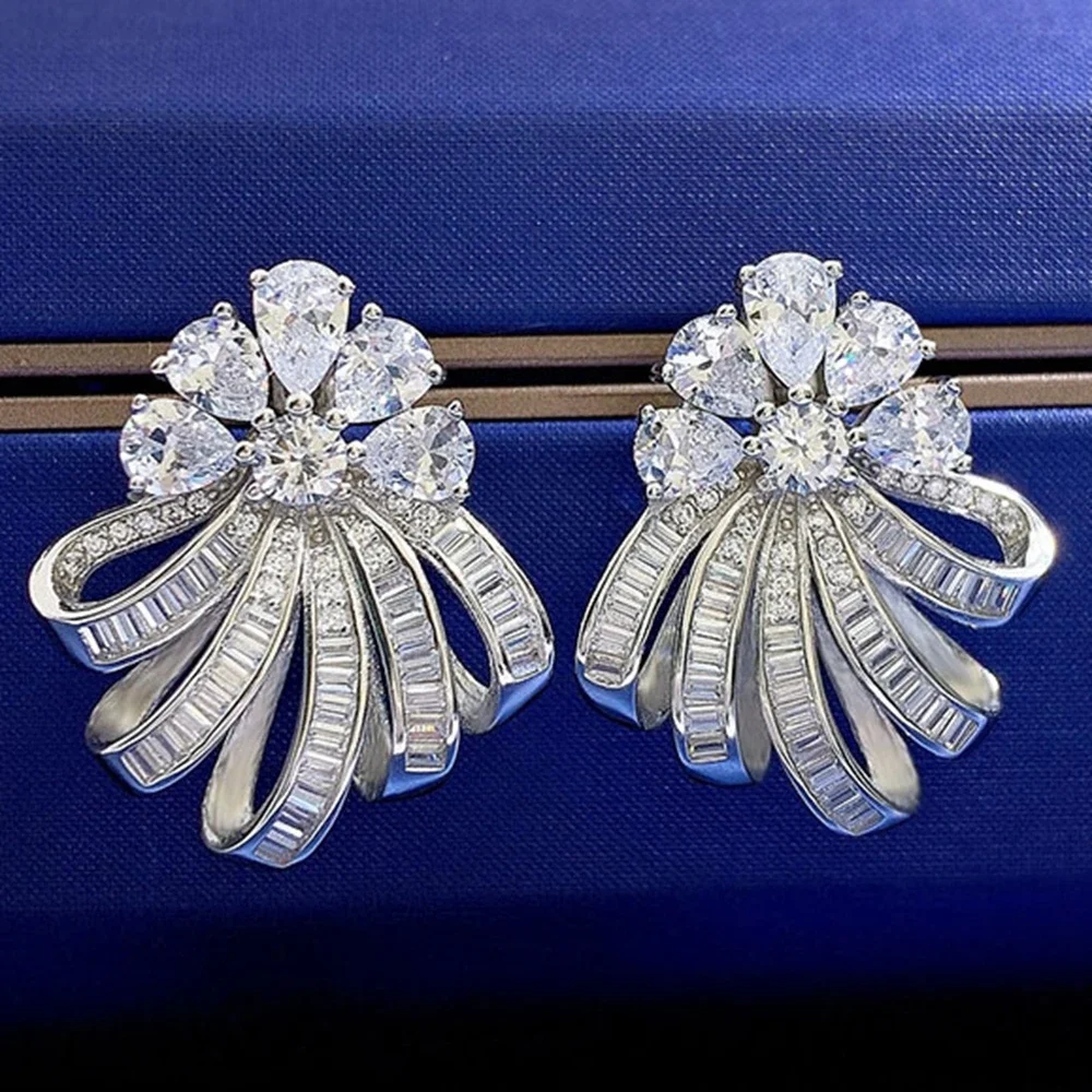 

Light Luxury 925 Silver Sapphire Jewelry Flower Earrings, Women's Anniversary Commemorative Gifts, Boutique Jewelry