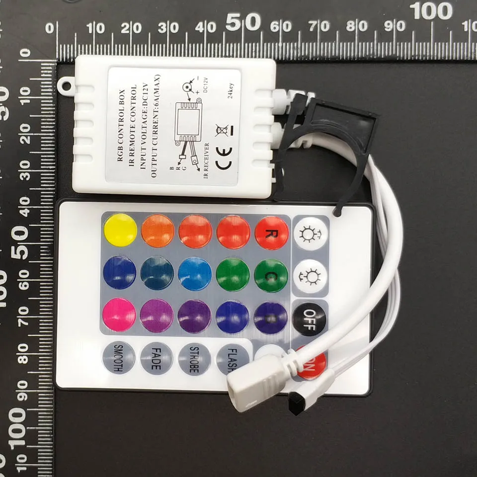 Controlador de luces Led con 24 teclas, atenuador remoto IR, DC12V, para tira de LED RGB 3528 5050
