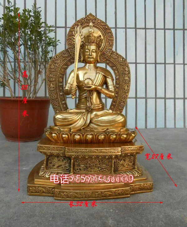 55CM LARGE Huge home Temple efficacious holy Buddhism Tantra Akashagarbha XUKONG ZANG Bodhisattva Buddha brass statue