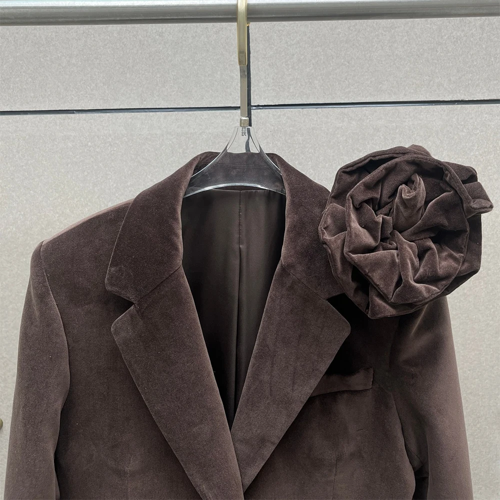 

Handcrafted Floral 100% Cotton Women's Jacket Velvet Elegance Commuter Versatile Suit Jacket 2025 Winter New Arrival Y2K