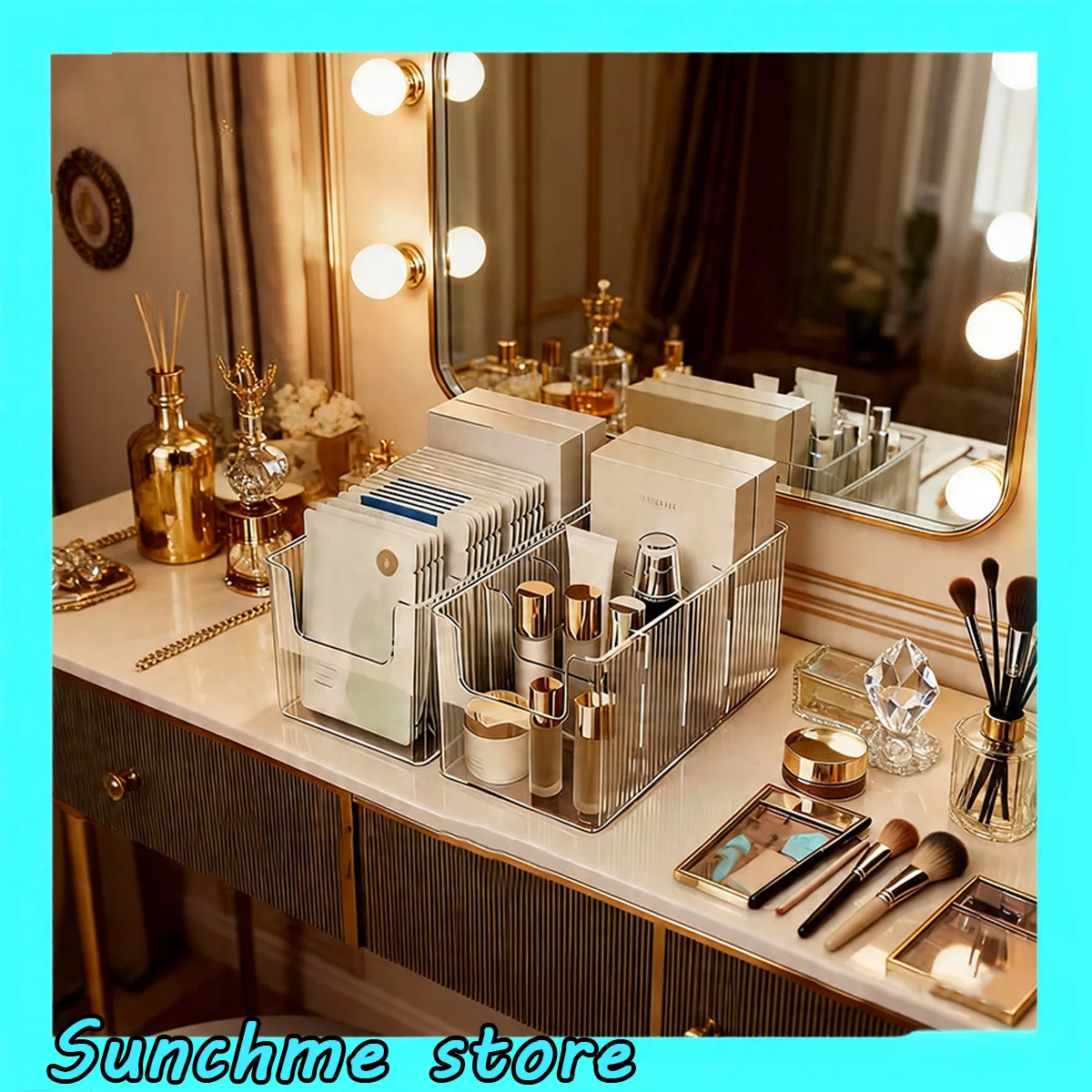 

Органайзер для косметики и уходовых средств, многофункциональный прозрачный контейнер для хранения в шкафу/гардеробе, для ремней, масок для лица, настольные подносы