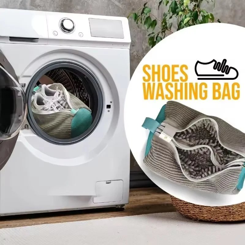 

New Laundry Bags Shoe Washing Machine Bag-with Zipper Laundry Bag with Rich Fluff Inside, Perfect for Sneakers and Casual Shoes