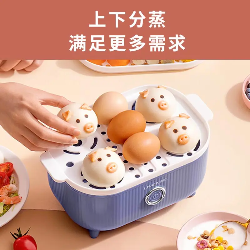 جهاز بخار وغلاية البيض المنزلي بقوة 220 فولت مع خاصية الإغلاق التلقائي، جهاز طهي البيض الصغير متعدد الوظائف لسهولة الإفطار
