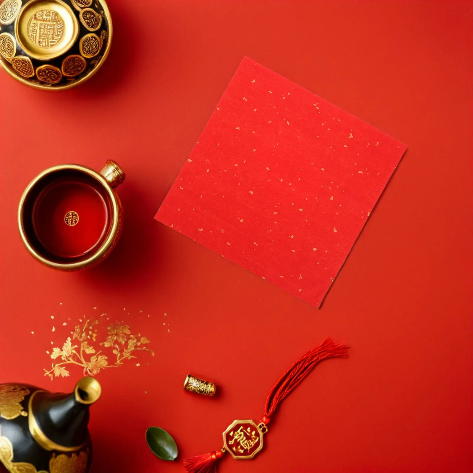60Pcs Red Calligraphy Paper Chinese Xuan Rice Paper Sheets 22x22cm Square Traditional Practice Pad Brush Lettering Spring