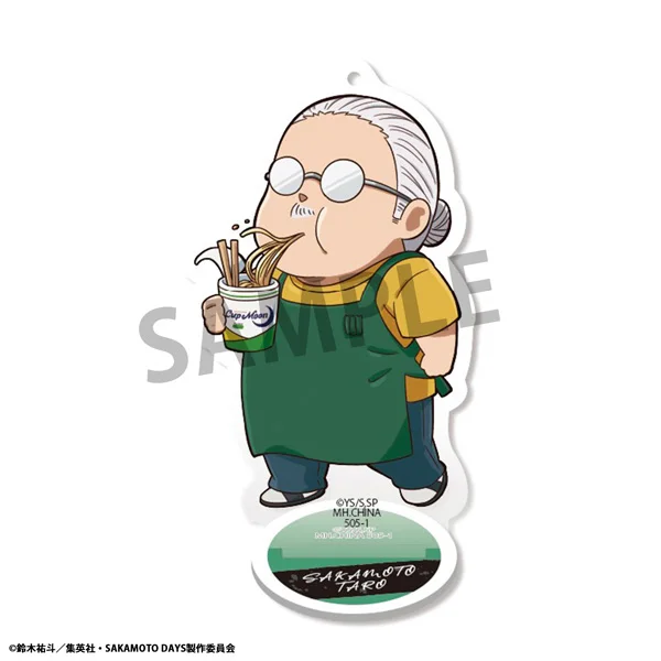 Anime ’Sakamoto Days‘ 15cm Acrylic Stand Keychain Tarou Sakamoto & Yoichi Nagumo Chibi Ramen Ver. Figure Desk Decor Gift
