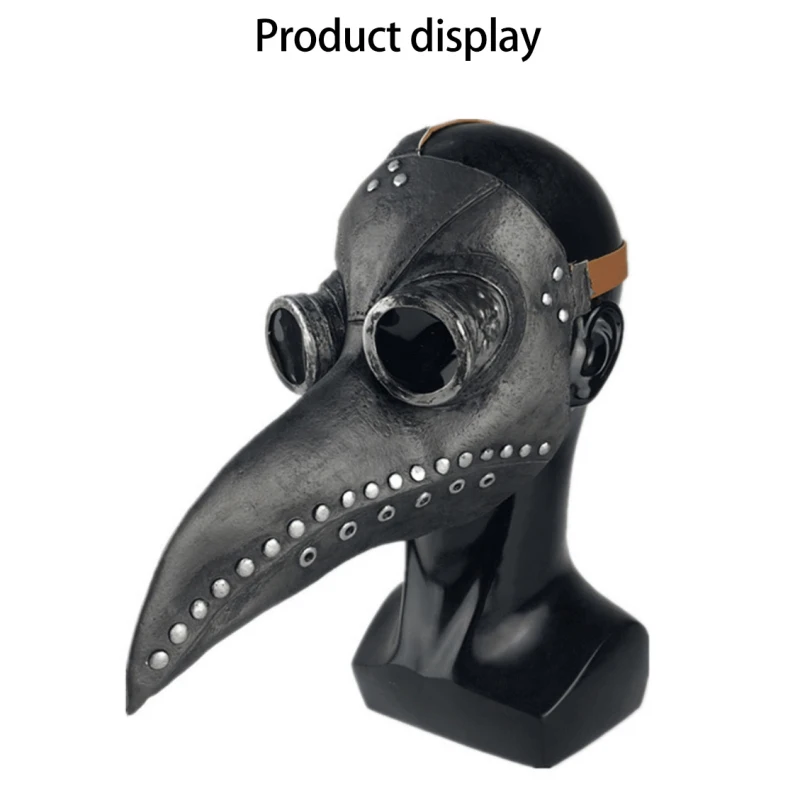 Halloween Plague Doctor Mask and Cloak Costume Props Long Nose Beak Leather Masks for Adult Reaper Cloak Medieval Black Hat