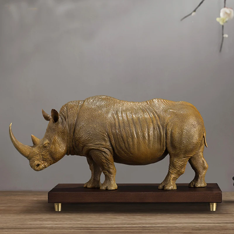 HOME OFFICE High grade decorative ART Bring wealth money GOOD LUCK Success Rhinoceros bull bronze Sculpture Spiritual