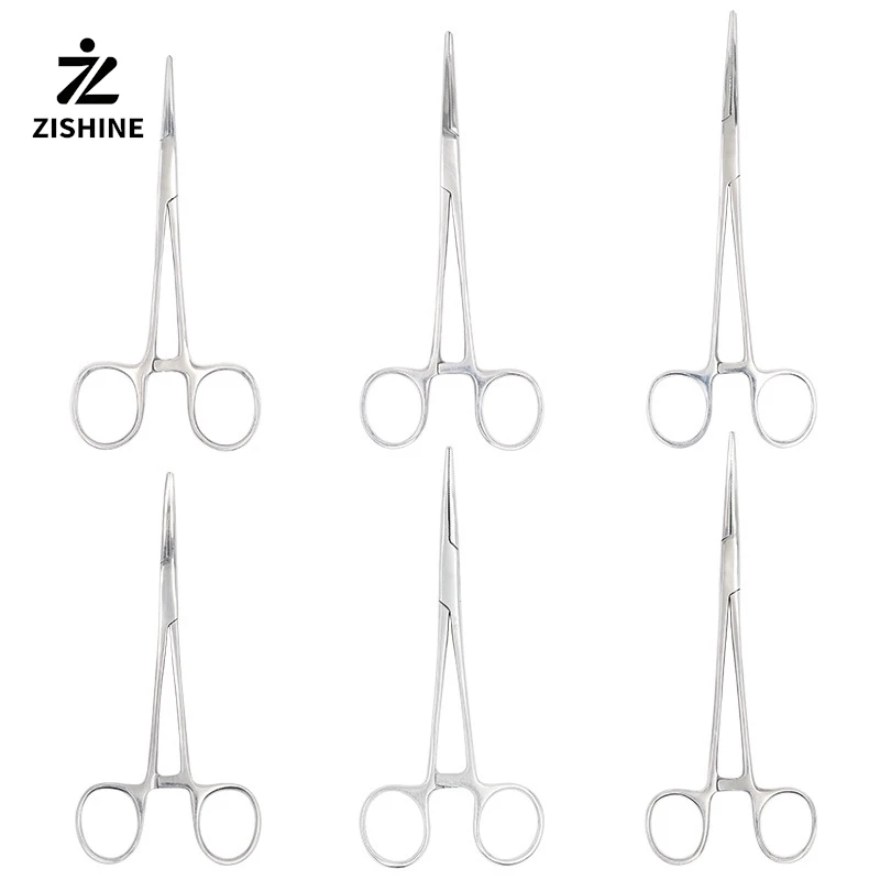 

1PC surgical hemostatic forceps stainless steel high hardness needle holder straight elbow surgical suture scissors