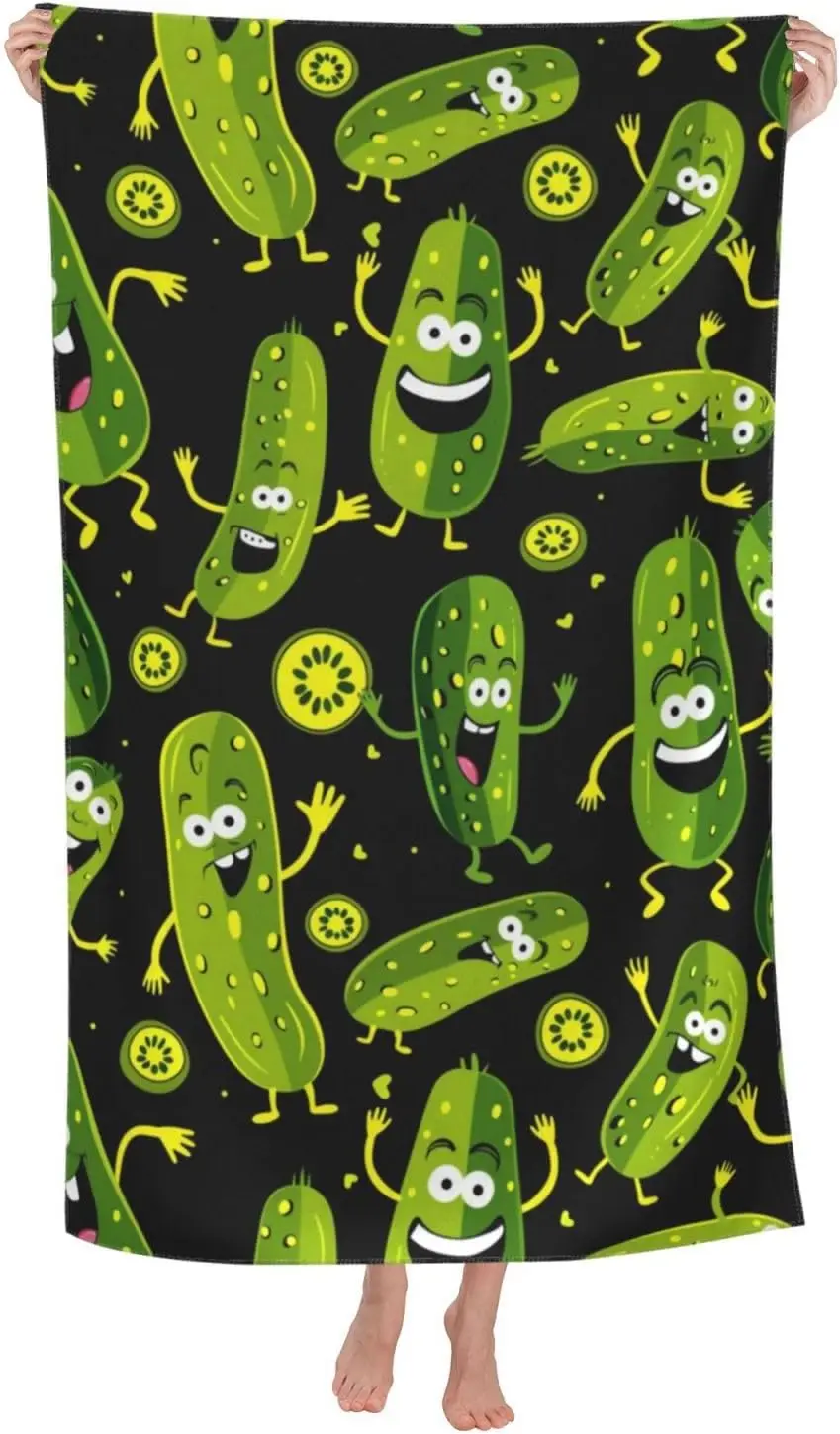 Funny Pickle Beach Towel, Soft Lightweight Microfiber Quick Dry Bath Towels Gifts for Bathroom, Pool, Travel, Swimming Decor