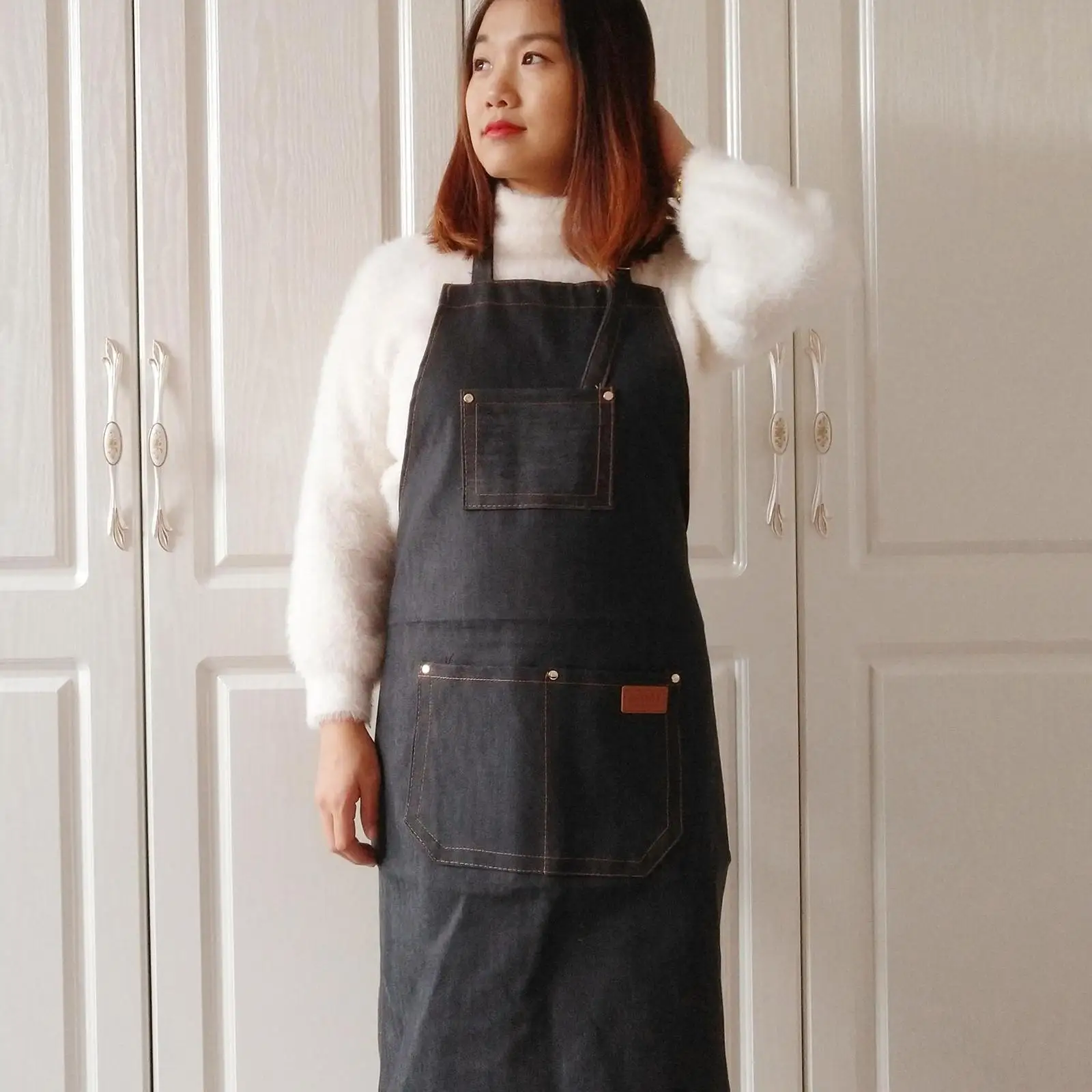 Novo profissional corte de cabelo barbeiro avental capa vestido salão beleza preto