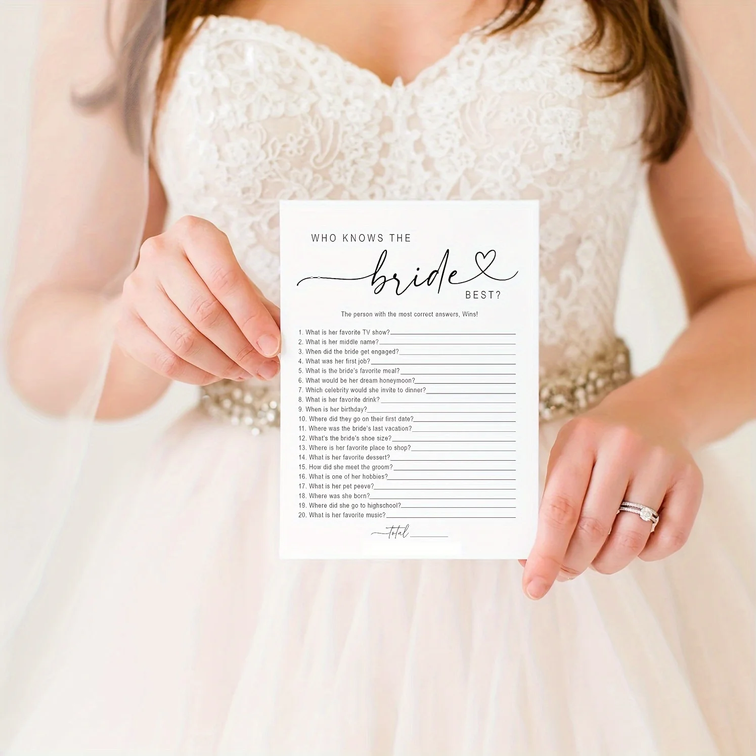 20pcs Bridal Shower Games Who Knows The Bride Best Cards, Fun Activities For Weddings, Bridal Showers And Bachelorette Parties