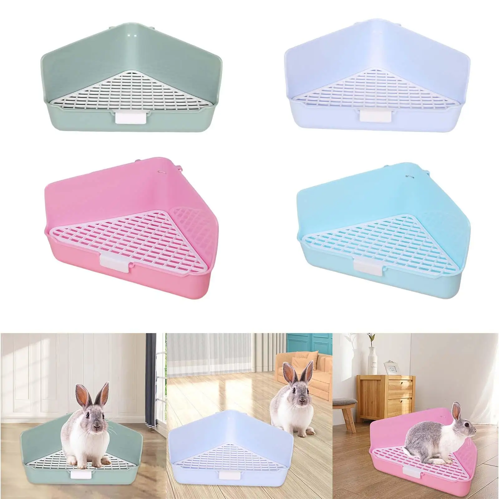 Bedding Box Easy to Clean Indoor with Snap Fastener Pet Pan Potty Corner Toilet for Guinea Pigs Ferret Chinchilla Hamster