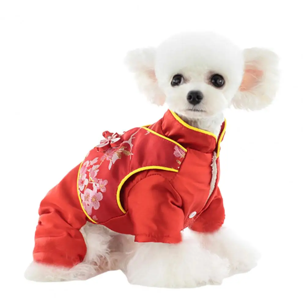 Pet Tang Suit  Exquisite Buckle   Pet Jumpsuit Tang Suit Four Leggings Pets Clothes