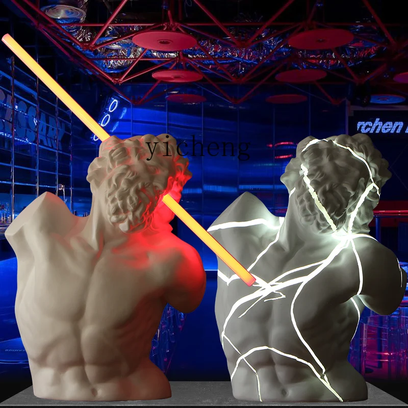 

TQH Large Fiberglass Laocoon Sculpture Bar Shopping Mall Luminous Decorative Art Ornament