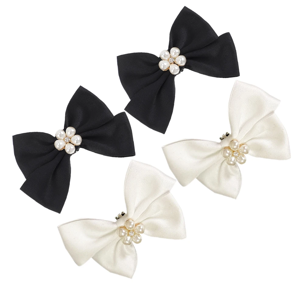 

2 Pairs Bow Clips Wedding Decor Buckle Women Accessories Pearl Bowknot Shoe Clasp Elegant Metal Shoe Jewelry for Party Bridal