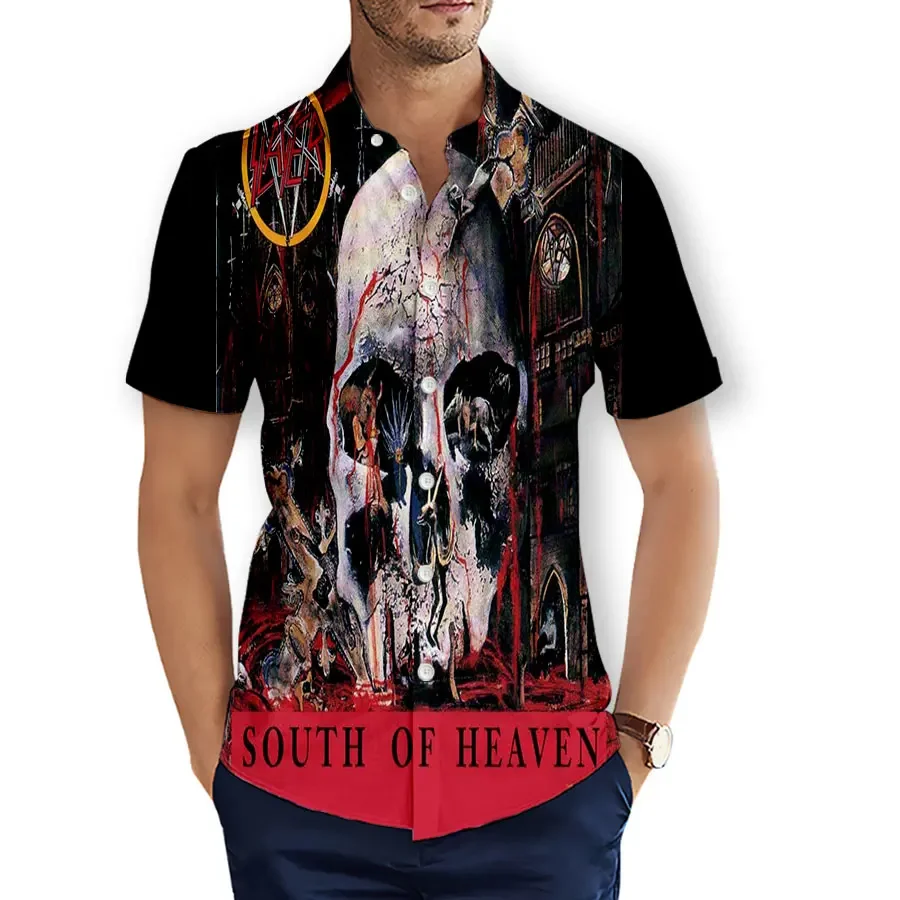 CAVVING 3D Printed SLAYER BAND Fashion Casual Shirts Men\'s /Women\'s Short Sleeves Loose Breathable Shirts T01