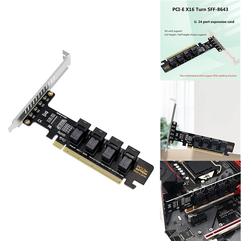 PCI-E 16X To Four U.2 NVME SFF-8643 Pcie SSD Adapter Card PCIE 4.0 Splitter Card For Motherboard SSD SFF-8639