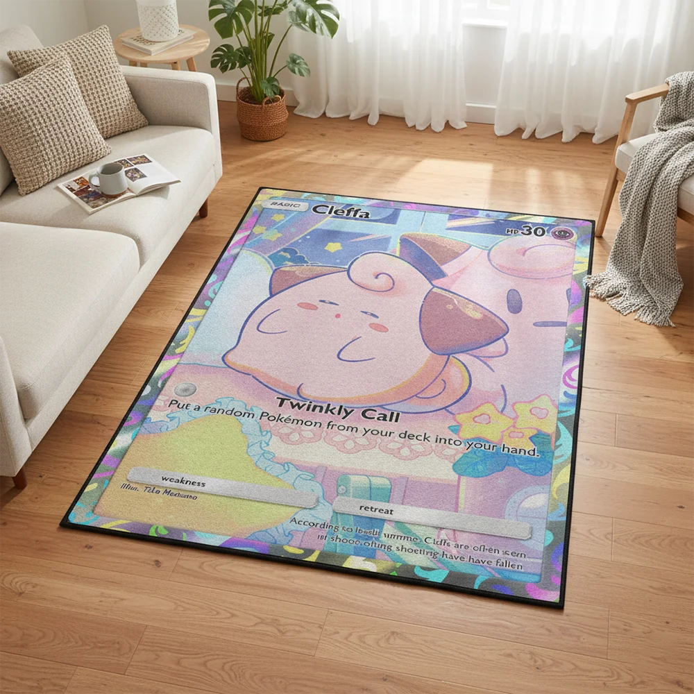 Pokemon Cleffa Anime Rug Kawaii Cute Aesthetic Room Decor Soft Plush Carpet Non Slip Floor Mat Gaming Room Otaku Gift Bedroom view 2