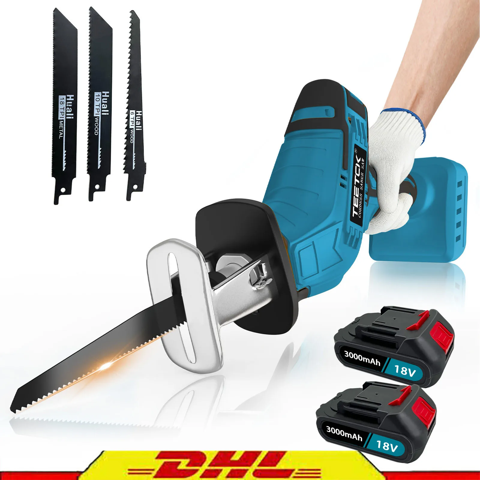 Ersatz für Makita 18V LXT Li-Ion Sub-Compact Akku-Säbelsäge-Set mit 2x 3,0Ah Akku und 4 Sägeblättern für Holz und PVC