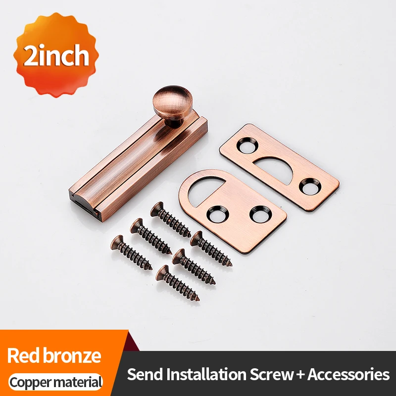 2/3/4/6/8inch All-Copper Bolts Latch Surface Mounted Door Lock Strong For Home Hardware Gate Safety Sliding Locks Door Bolt