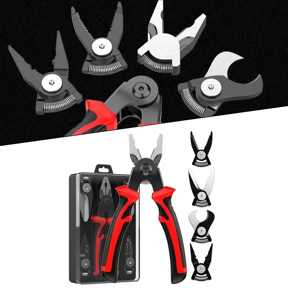 5 In 1 Multifunctional Replaceable Electrician Pliers Wire Stripping Pliers Wire Cutting Needle-nosed Pliers Special Tool