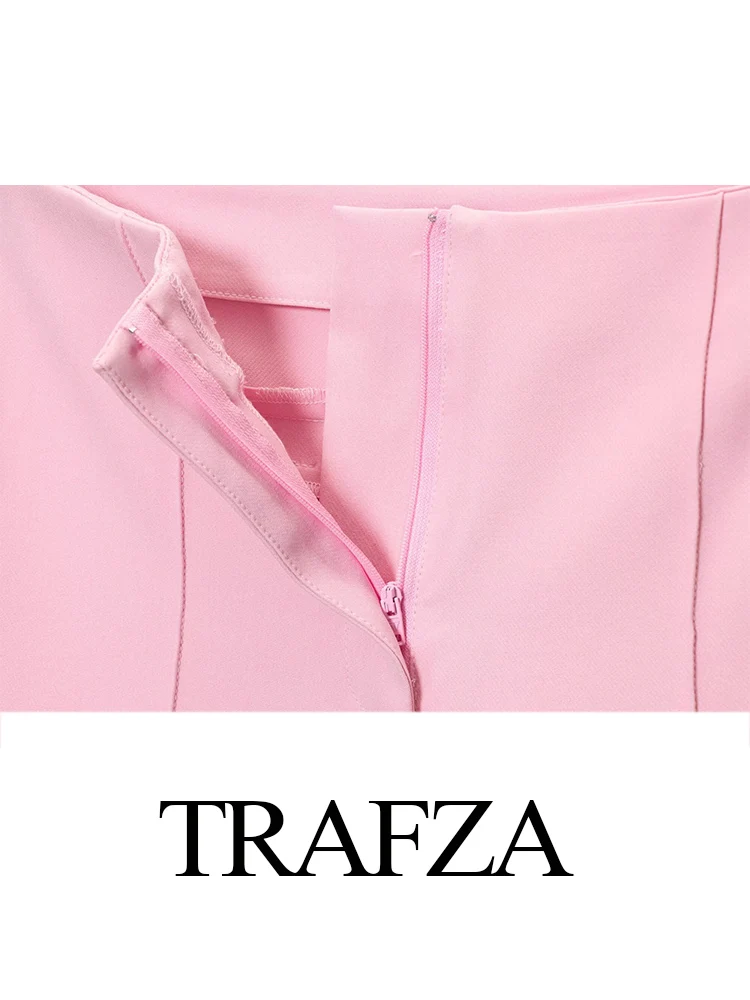 

TRAFZA Women's Fashion Versatile Round Neck Covered Short Skirt Style Hem Vest+Casual High Waist Zipper Pocket Flag-Flop Pants