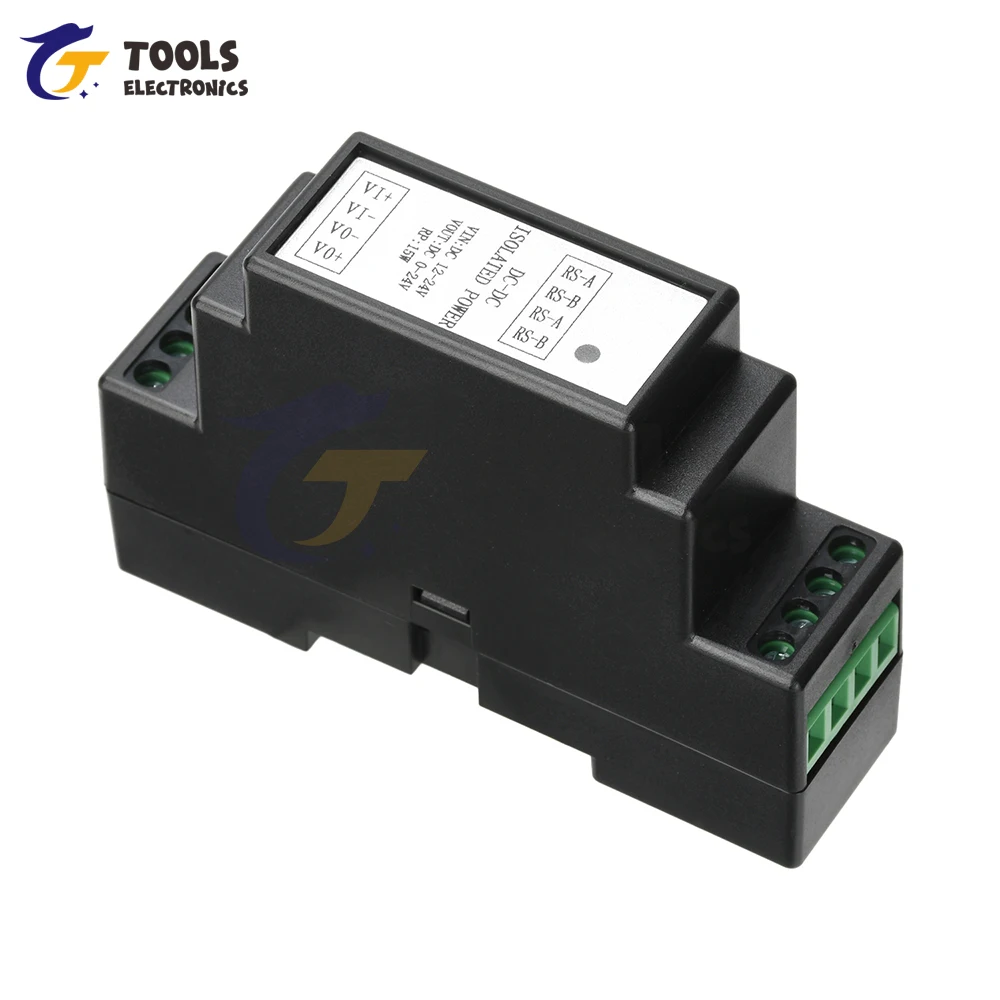 Zasilacz DC-DC na szynę DIN, izolowany, regulowany, wejście 12-24V, wyjście 0-24V, obsługa Modbus RS485, przemysłowy.