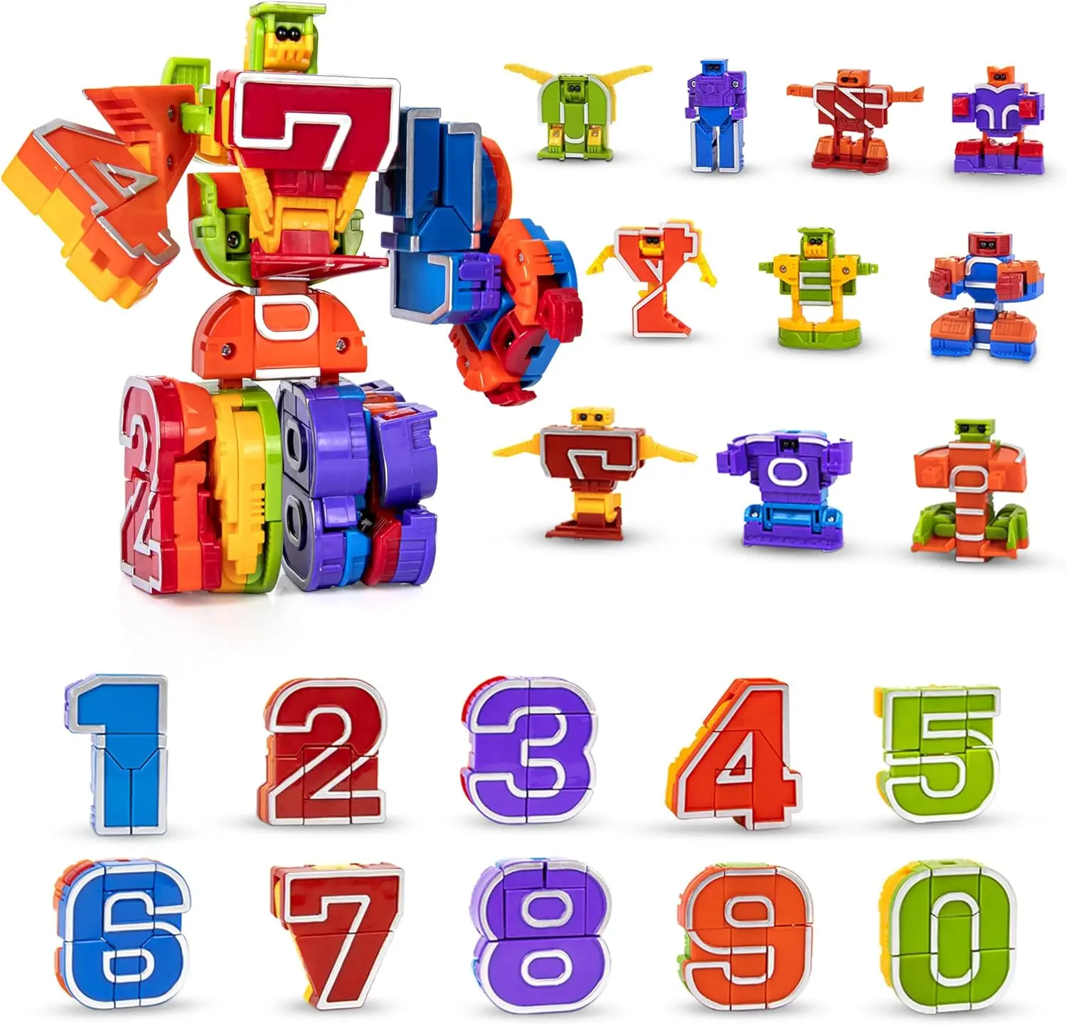 

10-Pack Number Robots Toys, STEM Learning Educational Action Figures, Preschool Math Toy, Gift for Kids 3-6 Years