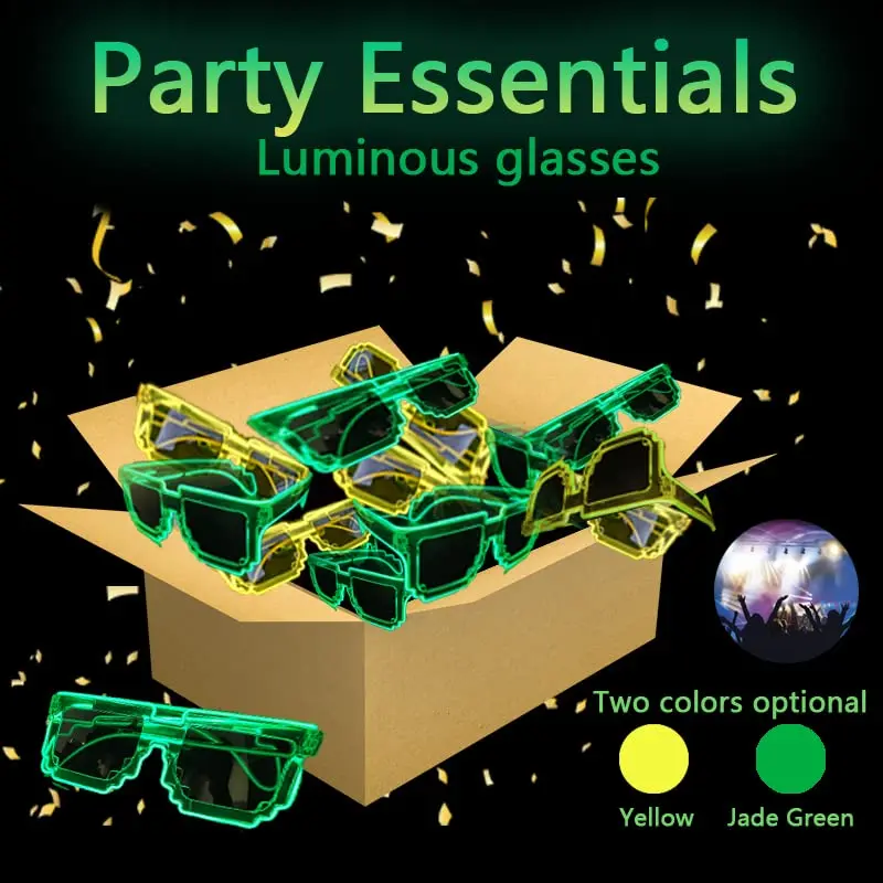 Gafas luminosas con luces LED brillantes para hombres y mujeres, gafas de fiesta de conciertos, gafas de Halloween con 4 modos, accesorios divertidos para disfraces de Cosplay