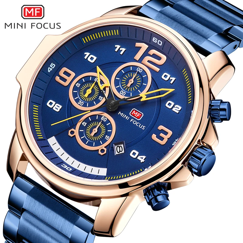 

MINI FOCUS 0229, элегантные кварцевые часы для мужчин, многофункциональный хронограф с календарем, водонепроницаемые деловые мужские часы, reloj hombre
