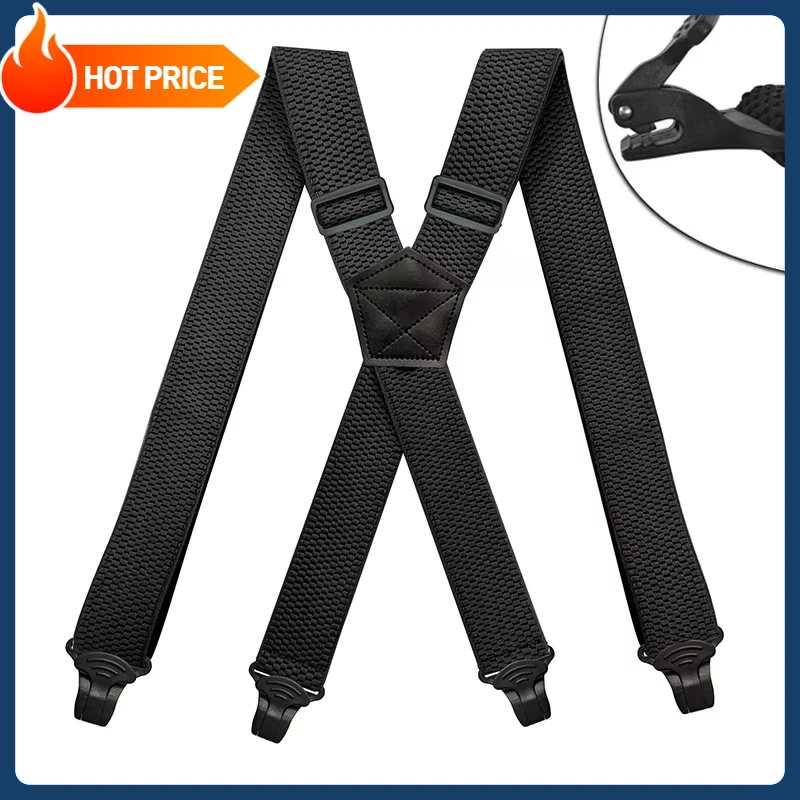 

Men's Adjustable 3.8CM Wide High Elastic With 4 Plastic Gripper Clasps Work Suspender Solid Color Heavy Duty Work Trouser Braces