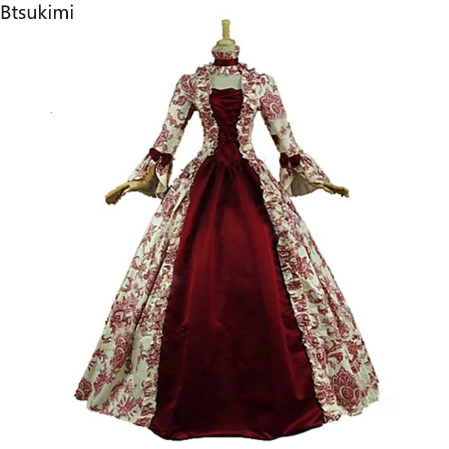 

Новое средневековое платье с расклешенными рукавами для женщин, готическое винтажное коктейльное платье эпохи Возрождения, халат Марии-Антуанетты