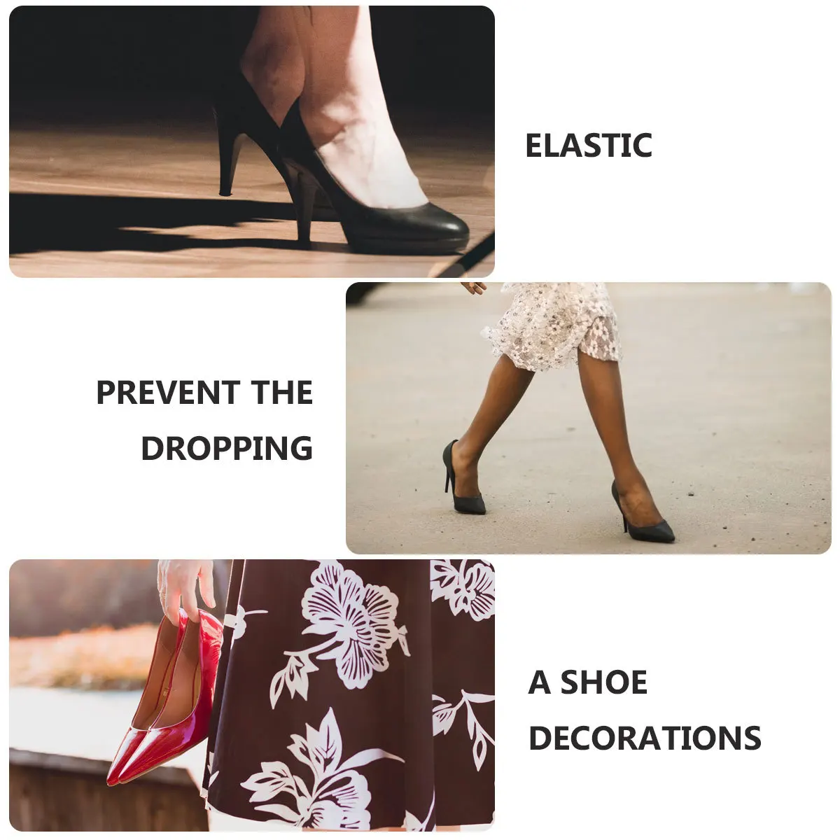 1Pair Stretchy High-Heeled Shoes Straps Anti-Slip Transparent Easy to Take Off Anti-Slip High-Heel Shoe Straps