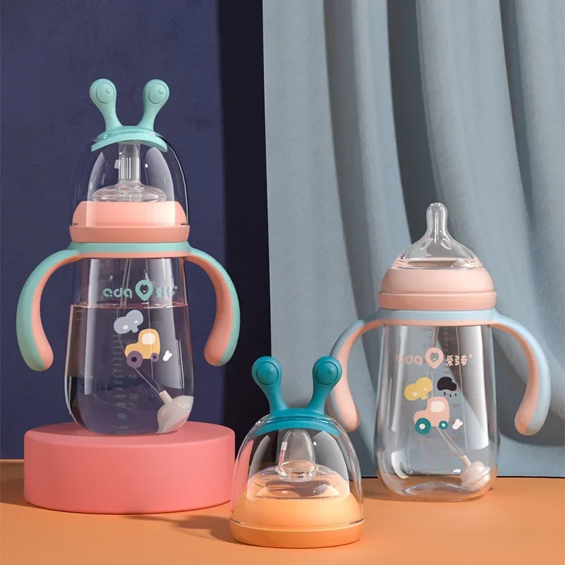 

Triple Use Baby Bottles for Mother and Baby Products New Type Newborn Baby Bottles Wide Bore Anti Bloating Bottle Suction Cups