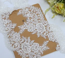 New High-quality off-white Bridal Beaded Tube Embroidery Lace High Definition Wedding Headdress Accessories(2Yard/10yards)Pack