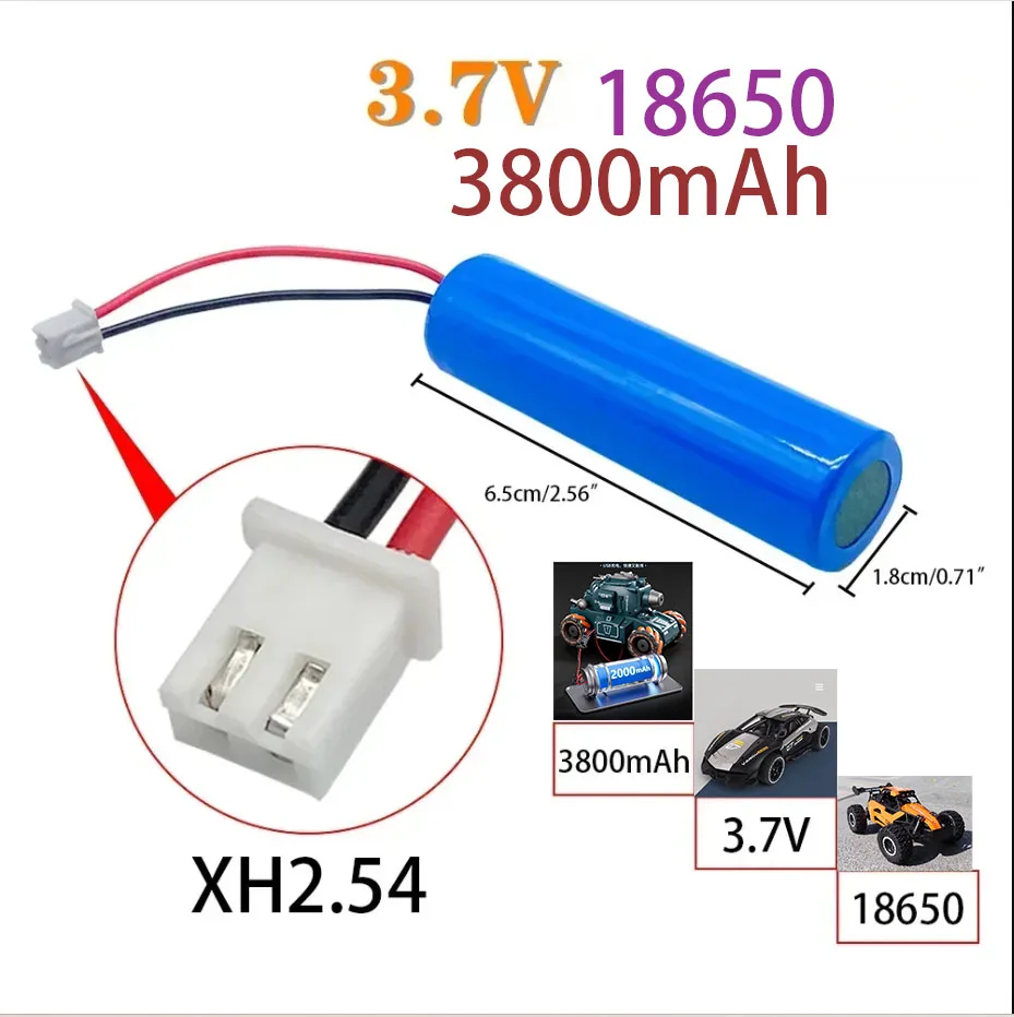 

Lithium Ion Rechargeable Battery 3.7V 3800mAh 18650 with Emergency Lighting Replacement Socket XH2.54 Cable