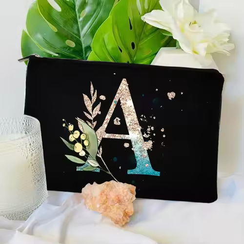 Gradient Initial Makeup Zipper Bags Fashion Travel Toilet Lipstick Pouch Bag Bachelorette Party Bridesmaid Cosmetic Clutch Purse - Image 2