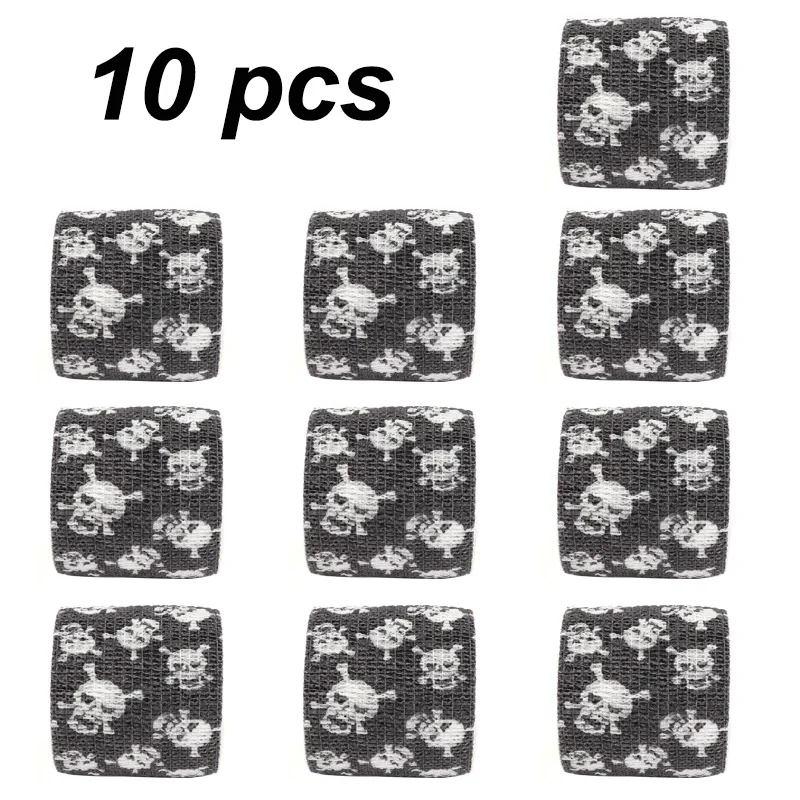 1/6/10 pcs 2024 New Skull Head Tattoo Handle Bandage Anti slip Sports Non woven Fabric Waterproof Self adhesive Elastic Bandage