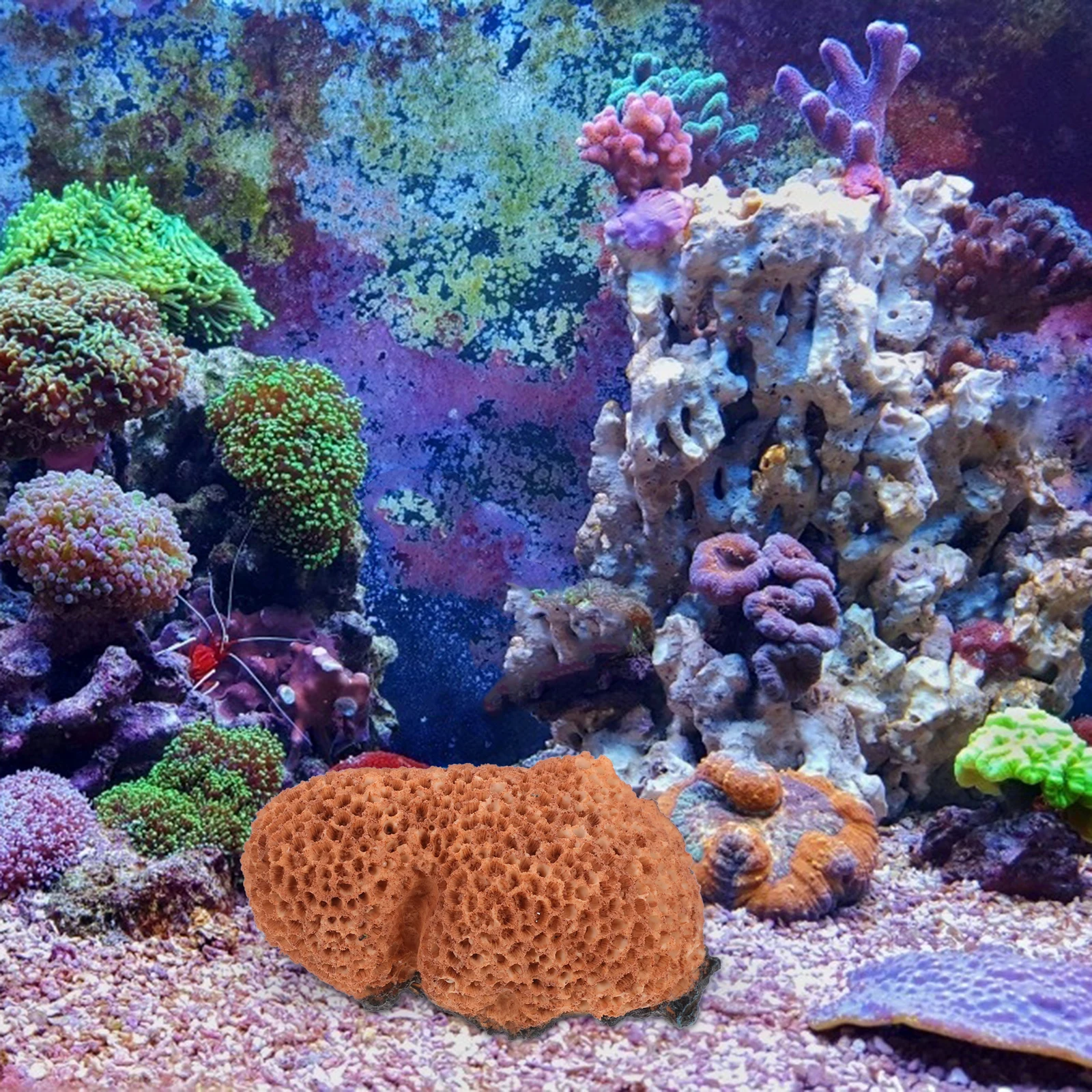 

Simulated Moss Coral Ornaments Fish Tank Decorations Aquarium Artificial Plants Orange