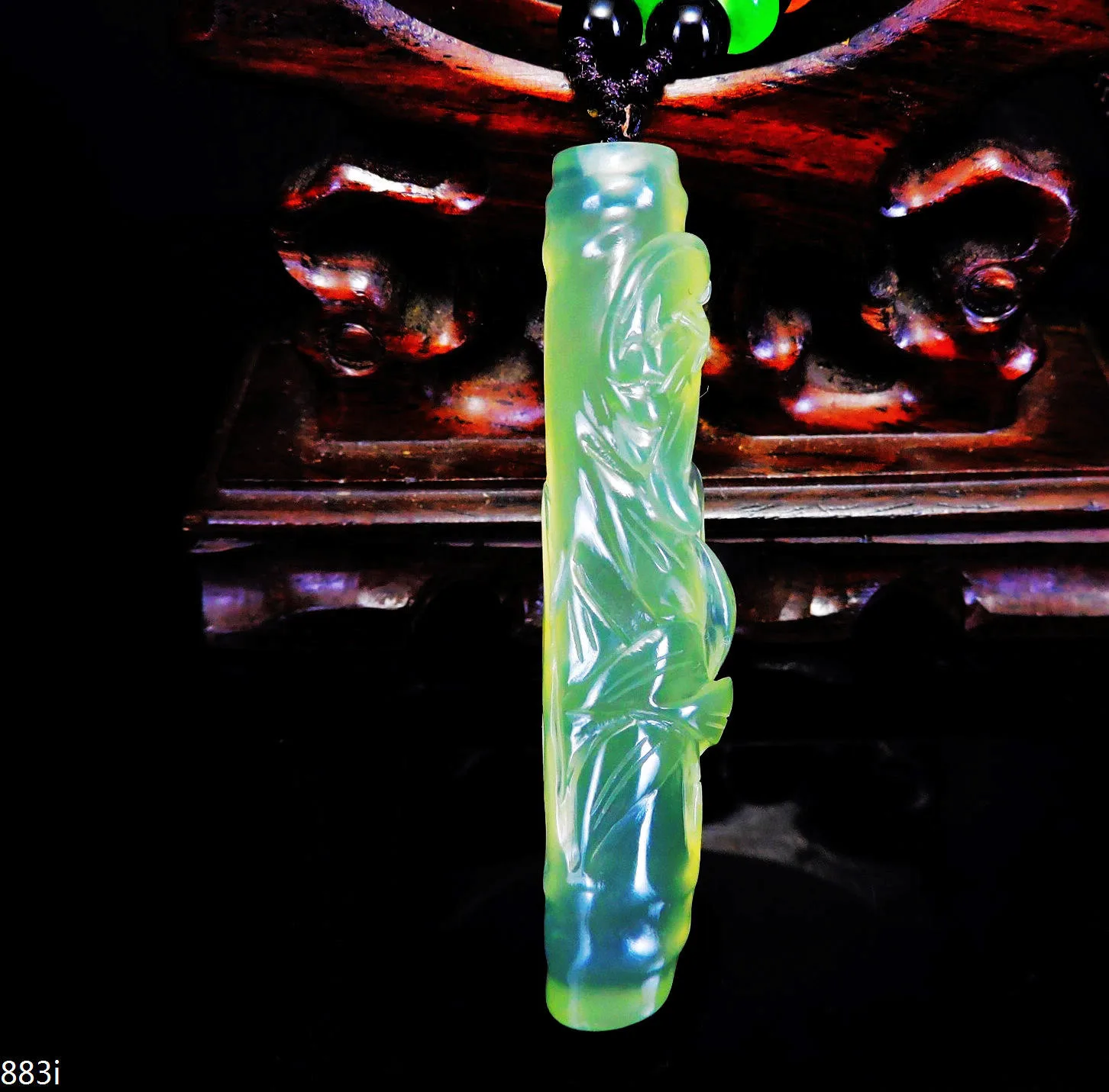 

Jade Jewelry Natural Jade Pendant Necklace Hand-Carved bamboo Jadeite Necklace Pendant Gift No Treatment 883i