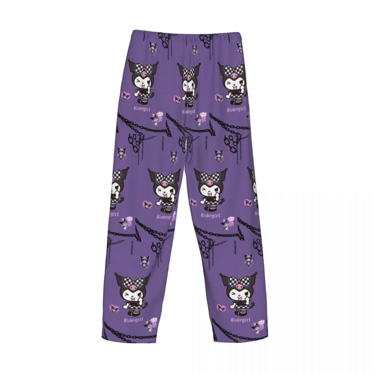 Pantalones de pijama Kuromi personalizados para hombre con estampado de anime Kawaii, ropa de dormir con bolsillos