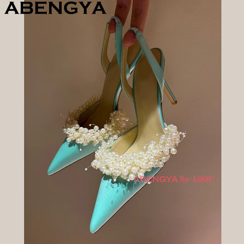 

Новые летние сандалии-гладиаторы на тонком высоком каблуке с бисером, женские туфли-лодочки с острым носком, женские пикантные туфли для свадебной вечеринки, zapatillas mujer