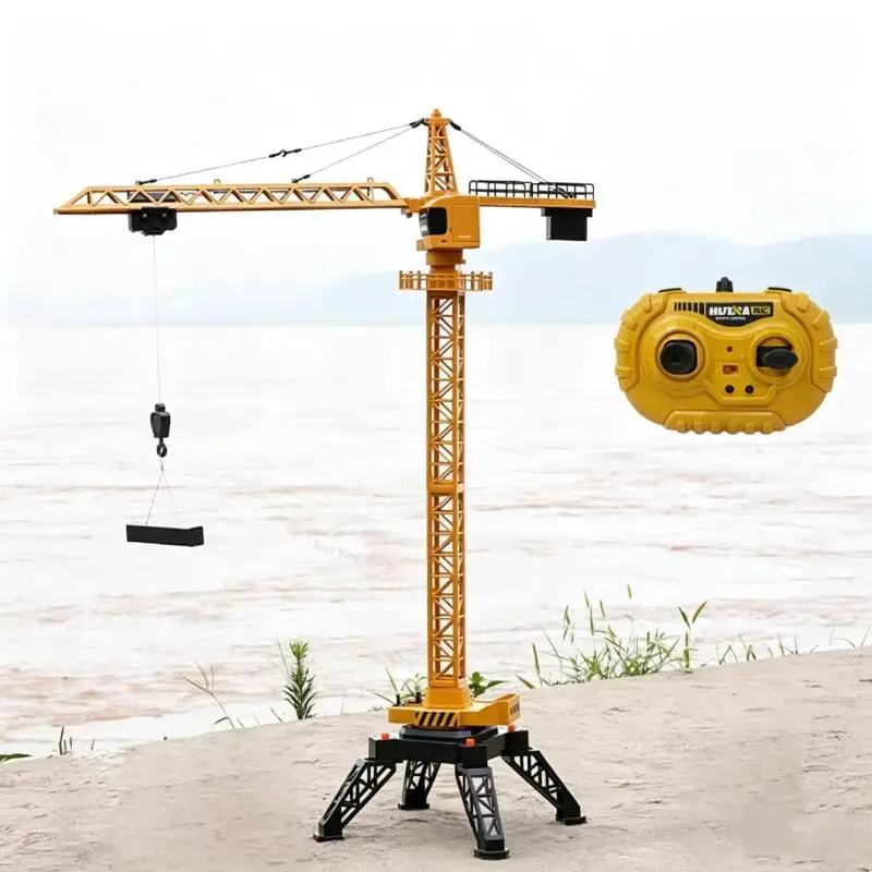 

Радиоуправляемый кран HUINA 585 из сплава, 12 каналов, для детей, строительная техника, модель с дистанционным управлением, электрический, с функцией вращения и подъема