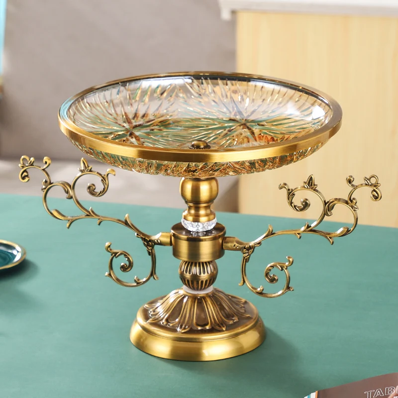 

Glass multi-layer fruit plate, living room home coffee table high foot light luxury decoration with cover dried fruit snack