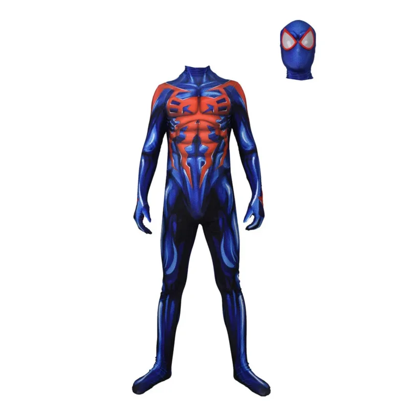 Superhero Costume for Children and Adults, Full Body Zentai Suit, Blue and Red, for Halloween, 2099