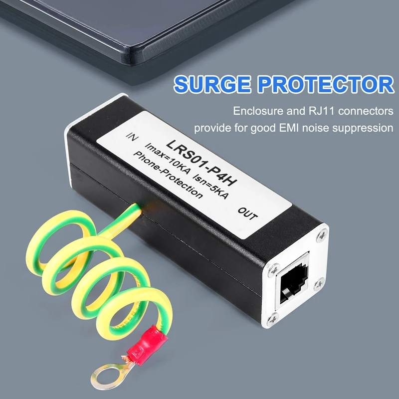 IDUD Protector contra sobretensiones telefónico para fax pararrayos RJ11 Kl01-P4H Negro RJ11 ADSL