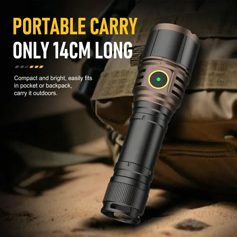 High Brightness Flashlight Type-C Fast Charging Aluminum Alloy Outdoor Lighting Torch Waterproof Mountaineering Adventure Lamp