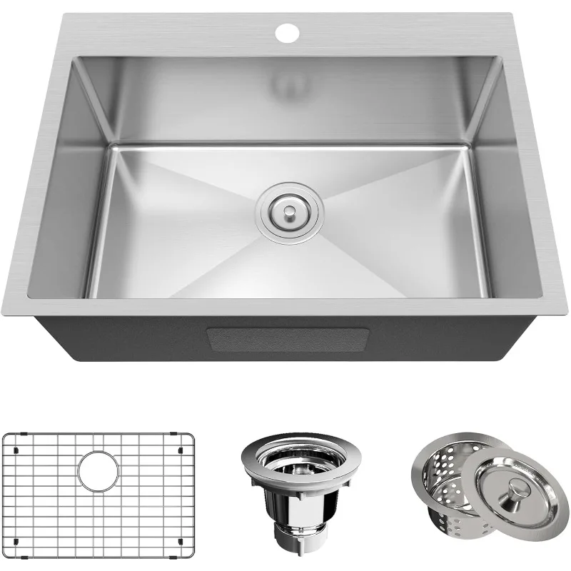 Sink Stainless Steel 28 x 20 Inch Single Bowl Drop In Kitchen Sink Topmount 18 Gauge Stainless Steel Kitchen Sink Single Basin