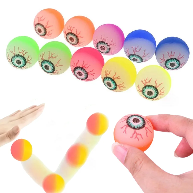 10 pçs explodindo olhos bola saltitante brinquedo sortido bola de halloween presentes de baile elasticidade colorido borracha saltando bola brinquedo presente