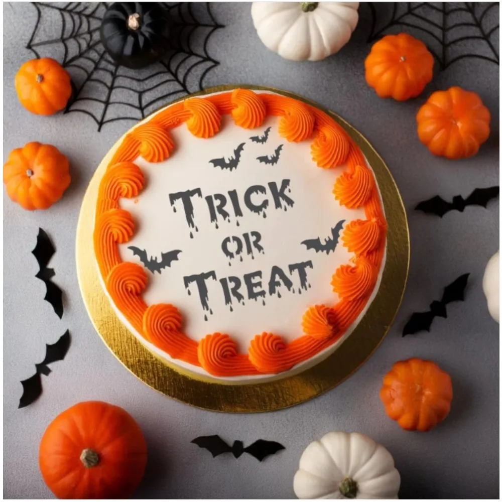 Halloween Trick‑Or‑Treat Stencil, Food‑Safe PET Hollow Template for Cookie & Fondant Decor